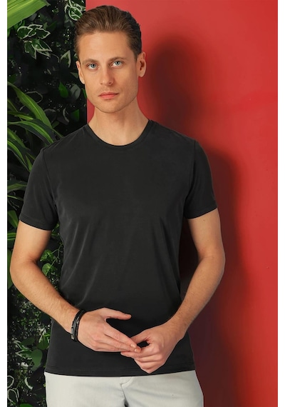 Efor Slim Fit Bisiklet Yaka %100 Pamuk Antrasit Tişört Ts 878 Antrasit