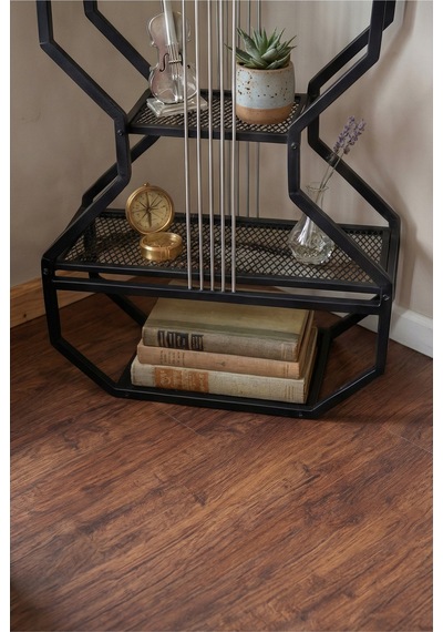 Gitar Ünite Metal Raflı Kitaplık Siyah Metal Tel