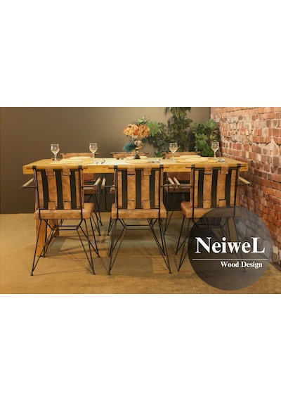 Neiwel Riza Doğal Ahşap Yemek Masası-100-200 Açık Ceviz