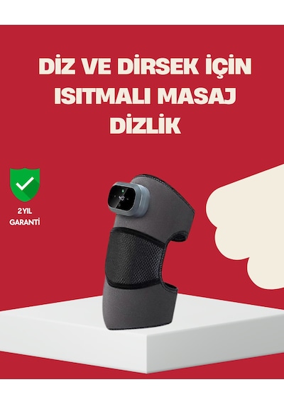 3 Seviyeli Titreşimli Isıtmalı Diz Bakım Masaj Cihazı - Lisinya Kırmızı