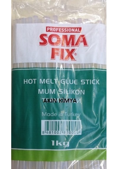 1 KG 7.4x300 MM İnce Somafıx Mum Silikon Şeffaf Çubuk Sıcak N11.19