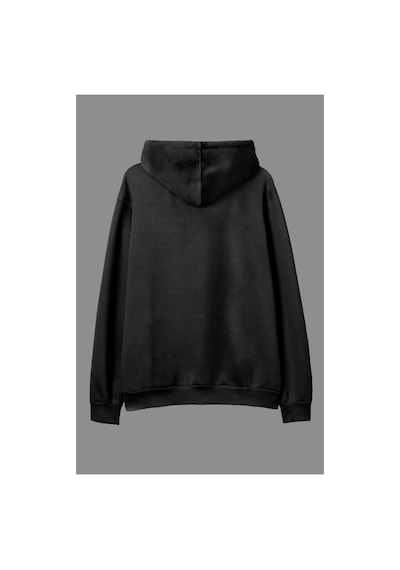 Tarzsokak Oversize Garfield Tasarım Baskılı Kapüşonlu Sweatshirt Hoodie Siyah
