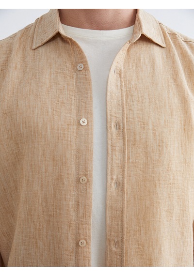 LC Waikiki Lc Waıkıkı Bej Regular Fit Poplin Erkek Gömlek
