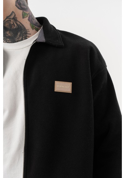Respire Erkek Zip Oversize Polar Ceket Siyah