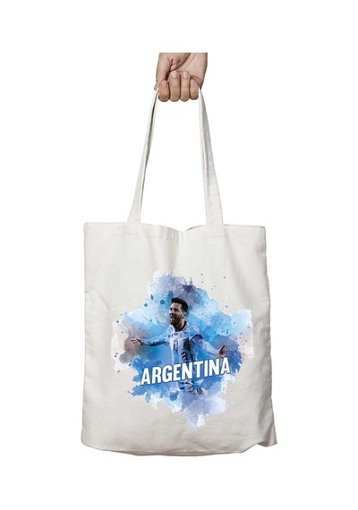 Art Hediye Argentina Messi İki Taraf Kalıcı Yıkanabilir Okul Plaj Omuz Bez Çanta Çok Renkli