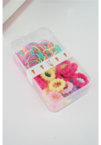 Çoçuk Lastik Ve Lastik Havlu Kutulu Toka Seti-5098 Pembe