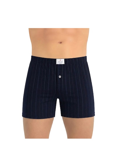 Öts Erkek %100 Pamuk Boxer Çizgili Düğmeli Ergonomik Tasarım 2652 Lacivert