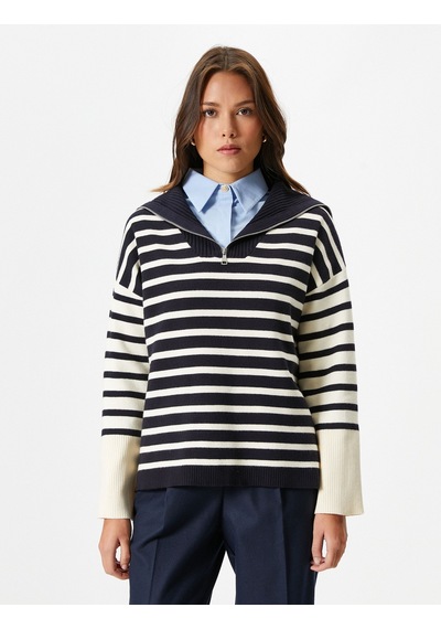Koton Oversize Kazak Dik Yaka Yarım Fermuarlı Lacivert Çizgili 4wak90155ht 4WAK90155HT7S2 Lacivert Koton Oversize Kazak Dik Yaka Yarım Fermuarlı Lacivert Çizgili 4wak90155ht 4WAK90155HT7S2 Lacivert