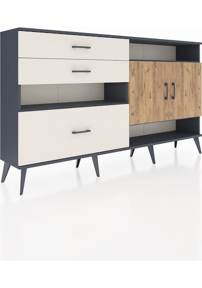 Arges Konsol 4 Raflı 3 Çekmeceli 2 Kapaklı 176x30x99 Antrasit-çam Antrasit-çam/aytaşı Arges Konsol 4 Raflı 3 Çekmeceli 2 Kapaklı 176x30x99 Antrasit-çam Antrasit-çam/aytaşı