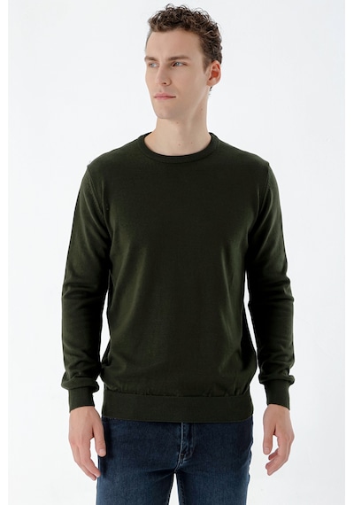 Morven Erkek Haki Basic Bisiklet Yaka Dynamic Fit Rahat Kesim Triko 25kc017001710 Haki