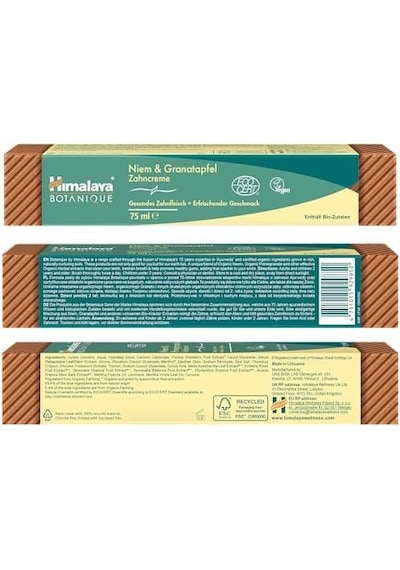 Himalaya Botanique Diş Macunu 75 Ml Ecocert Cosmos Sertifikalı Organik Bileşenler, Neem, Nar Florür Ve Gluten İçermez