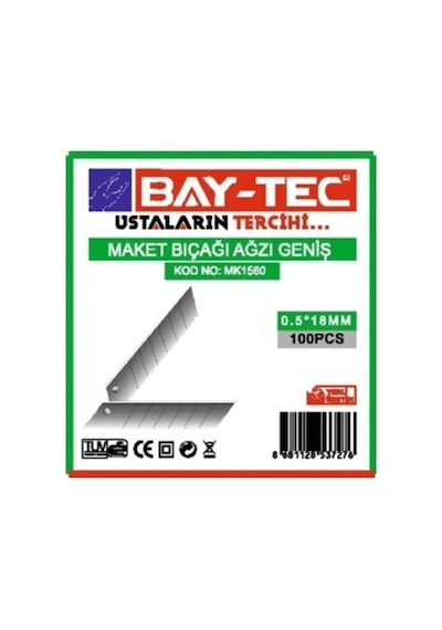 Bay-Tec Mk1560 Maket Bıçağı Geniş Ağız 10 Kutu 100 Adet (0,5*18)