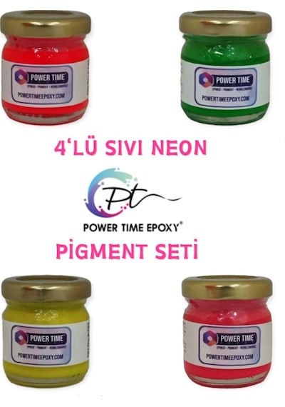 Neon Sıvı Pigment Boya Seti Epoksi İçin/ 4lü Canlı Renkler/ Fuşya/ Sarı/ Turuncu/ Yeşil