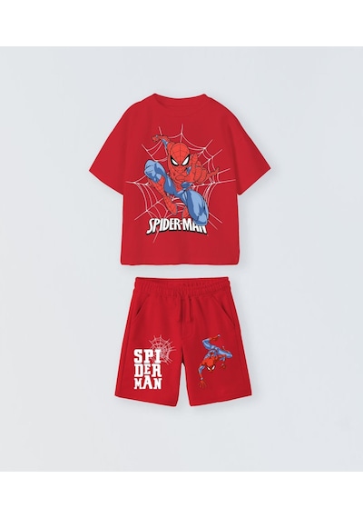Name Baby & Kids Erkek Çocuk Spiderman Şortlu Takım Kırmızı