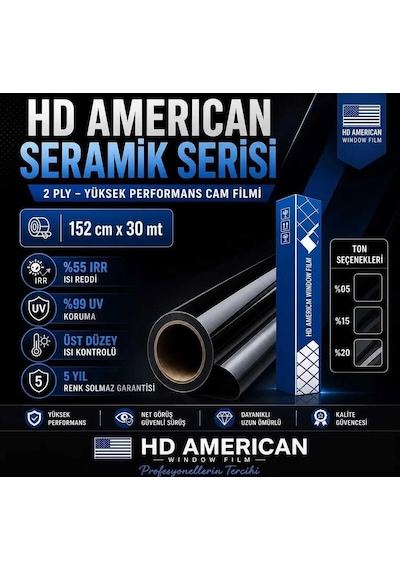 Seramik Cam Filmi %20 152x5 2 Ply Yüksek Cam Filmi