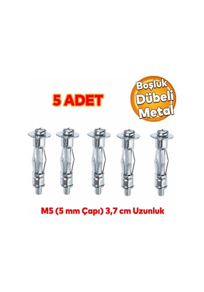 Çelik Alçıpan Ve Boşluk Dübel Frt Tuğla Duvar Bims Paraşüt Dübeli 5x37 Metal 5 Adet