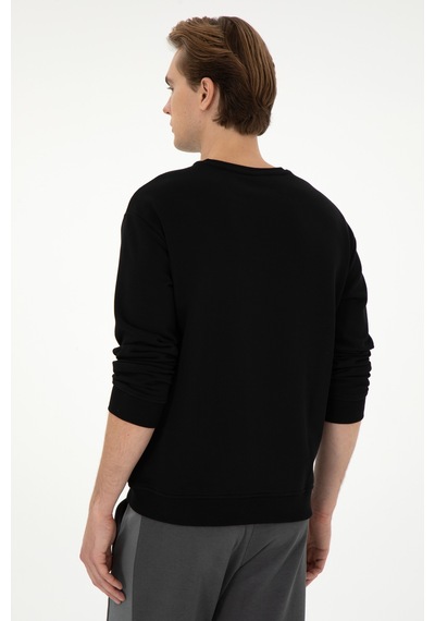 U.S. Polo Assn. Erkek Comfort Fit Bisiklet Yaka Siyah Sweatshirt 50293430-VR046