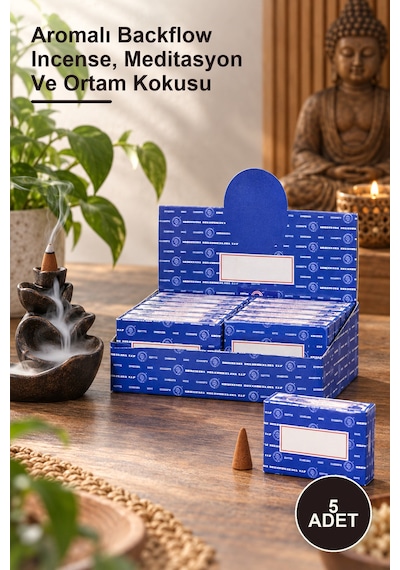 5 Adet Satya Nagchampa Geri Akış Tütsü Aromalı Backflow Incense, Meditasyon Ve Ortam Kokusu