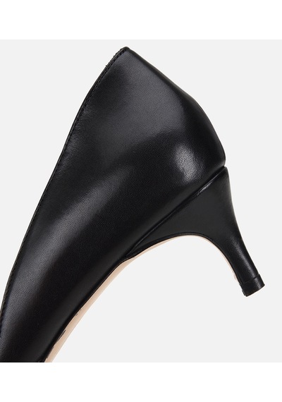 Hotiç Kadın Deri Siyah Gold Tokalı Kısa Topuklu Stiletto