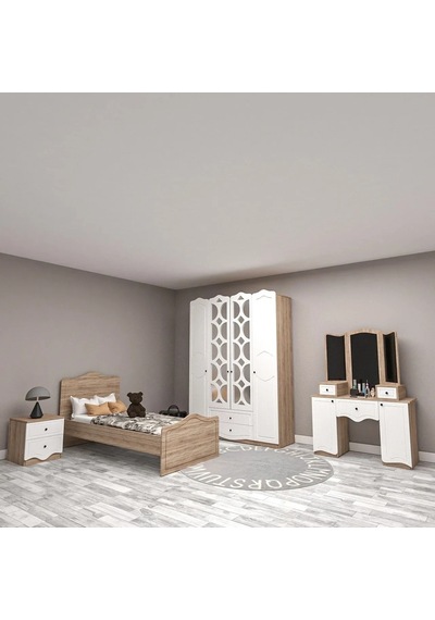 Maki Genç Odası Takımı Mdf Beyaz Maki Genç Odası Takımı Mdf Beyaz