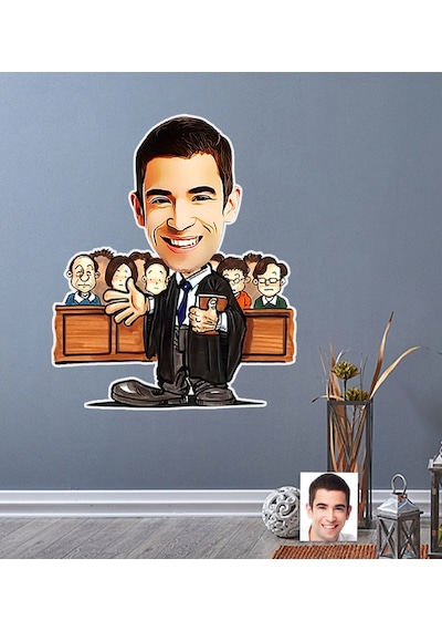 Kişiye Özel Bay Avukat Karikatürlü Duvar Sticker 50X70CM 2