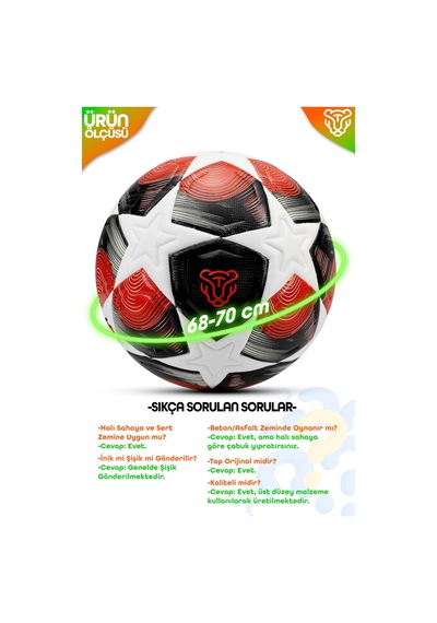 Pro-series Pu Futbol Topu Lazer Kesim Şampiyonlar Beton Halı Saha Resmi Maç Futbol Topu Kırmızı 520 Açık Kahverengi