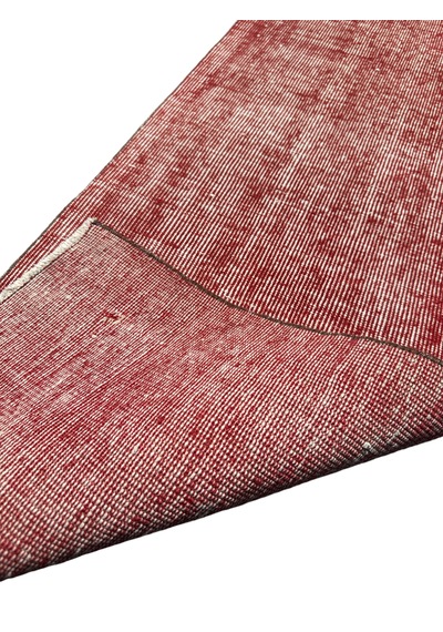 El Dokuma Vintage Yolluk 55x300 Düz Kırmızı Renk Eskitme Halı Kırmızı