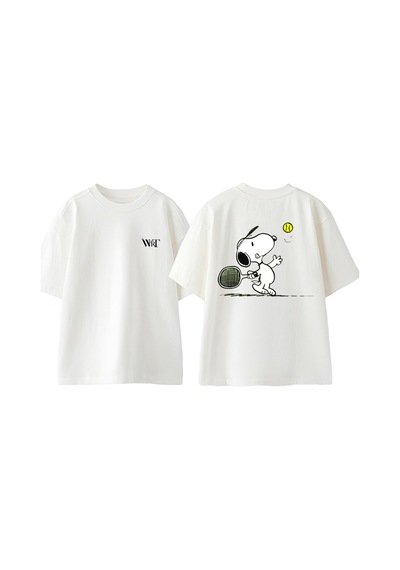 Thewert Tennis 7 Tasarım Sırt Baskılı Pamuk Beyaz Oversize T-shirt
