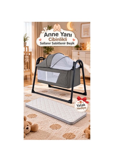 Sallanır Sabitlenir Anne Yanı Fileli Hamak Beşik Füme Füme Sallanır Sabitlenir Anne Yanı Fileli Hamak Beşik Füme Füme