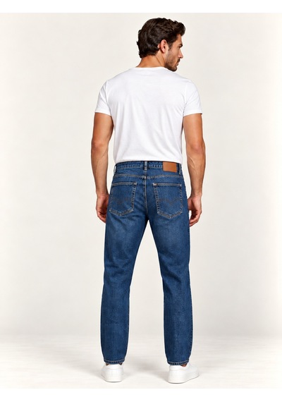 73516-73618 Erkek Slim Taper Slim Leg Denim Pantolon 73516-73618 Dark Blue Black