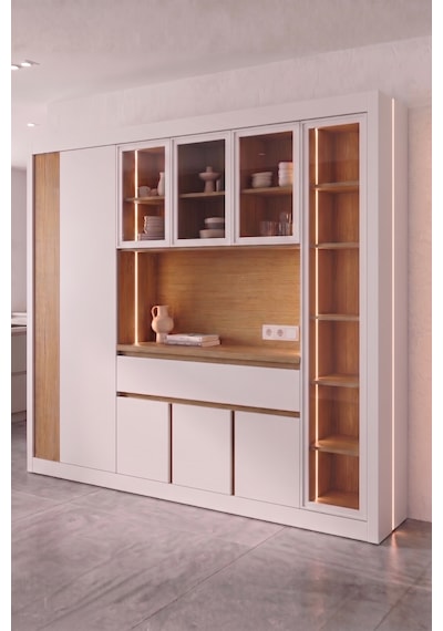 Nero Kahve Köşesi Multi 235 Cm Montaj Dahil Meşe - Beyaz