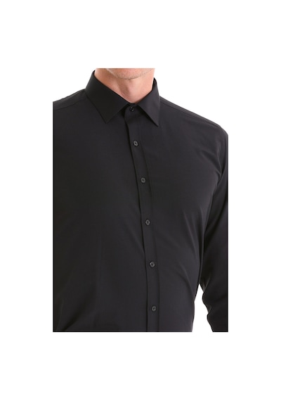 Hatemoğlu Slim Fit Pamuklu Uzun Kollu Erkek Gömlek Siyah