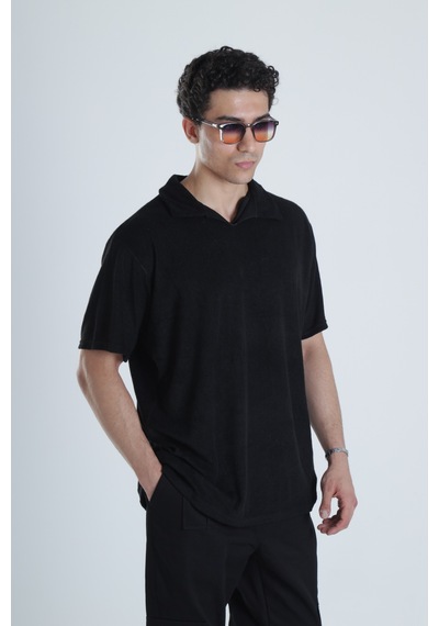 Cocopelli Erkek Siyah T-shirt Dokuma Kumaş Coc1158 Siyah