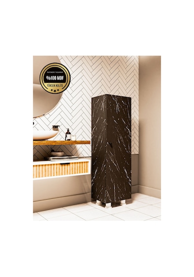 Elox Banyo Dolabı Raflı Farklı Tasarım Siyah