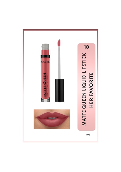 Note Cosmetique Matte Queen Lipstick Kalıcı Mat Likit Ruj - 10 Her Favorite - Pembe