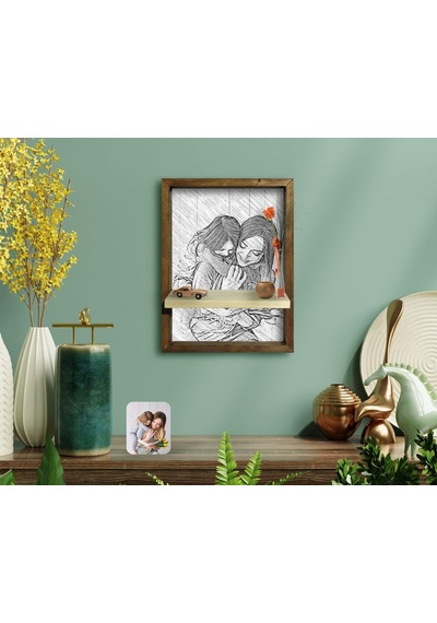 Bk Home Anne Kız Fotoğraflı Doğal Masif Ahşap Çerçeveli Karakalem (551052660)