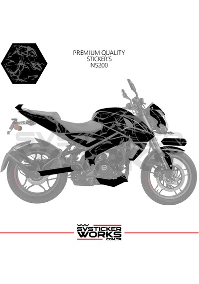 Bajaj Ns200 Kaplama Sticker Şimşek Yıldırım Motor Kaplama Modeli Hazır Kit Gri