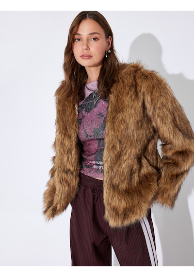 Koton Koton X İnji - Suni Kürk Kaban Oversize Kapüşonlu Düğmeli Cep Detaylı Kahverengi 5wal20003ık Kahve Koton Koton X İnji - Suni Kürk Kaban Oversize Kapüşonlu Düğmeli Cep Detaylı Kahverengi 5wal20003ık Kahve