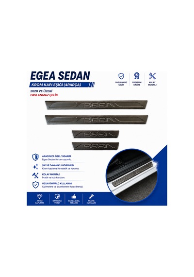 Egea Sedan Krom Kapı Eşiği 4parça 2020 Ve Üzeri Paslanmaz Çelik Fıategeakketsd0000000100