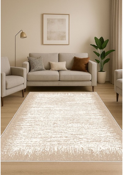 Krem Dijital Baskı Halı Kaymaz Tabanlı Yıkanabilir Halı Yolluk Salon Halısı123