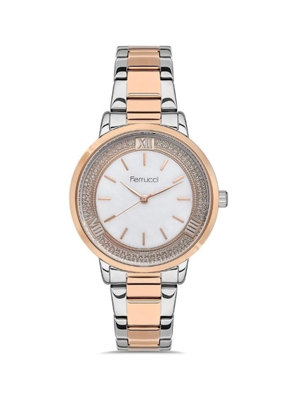 Ferrucci Fc13943 İşlemeli Sedef Kadran Çelik Kordon Kadın Kol Saati Rose Gold