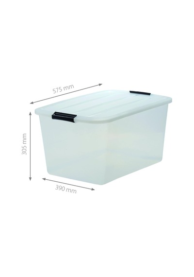 Kapaklı Plastik Saklama Kutuları, 45l, 2'li Set, Şeffaf Çok Renkli