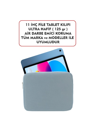 Dada Ultra Hafif 125gr Bebek Mavi File Tablet Kılıfı 10"-11" inç Air Darbe Emici Korumalı Unisex