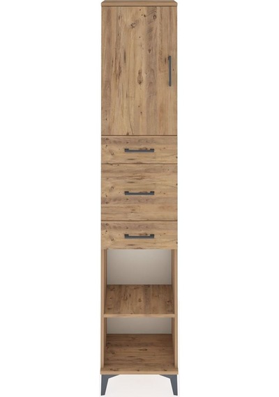 Arges Dolap 3 Raflı 3 Çekmeceli Tek Kapaklı 44x30x221 Çam-çam Çam