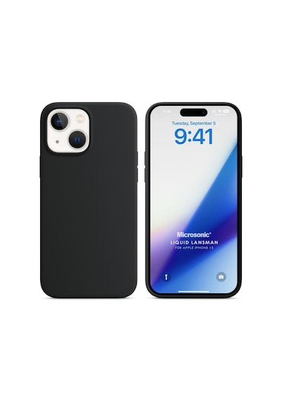 İphone 15 Uyumlu Kadife İç Yüzeyli Siyah Silikon Telefon Kılıfı