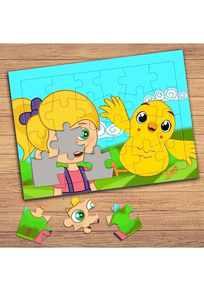 Küçük Kız Ve Minik Kuş Çocuklara Özel Puzzle Yapboz Tablo-418
