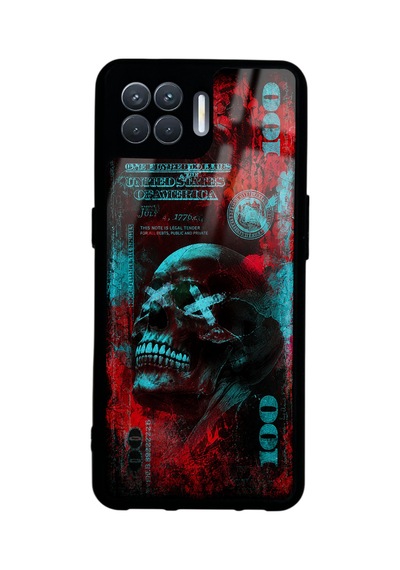 Oppo Reno 4 Lite Red Neon Skull Chaos Tasarımlı Glossy Telefon Kılıfı Kırmızı