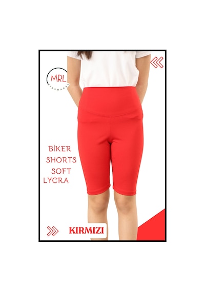 Kırmızı Biker Şort Yüksek Bel İç Göstermez Esnek Yumuşak Likralı Soft Tbiker Basics Kırmızı