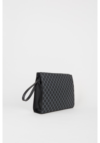 Vivaq Kadın Petunya Desenli Siyah Astarlı Suni Deri Bilek Askılı Portföy El Ve Clutch Çanta SİYAH