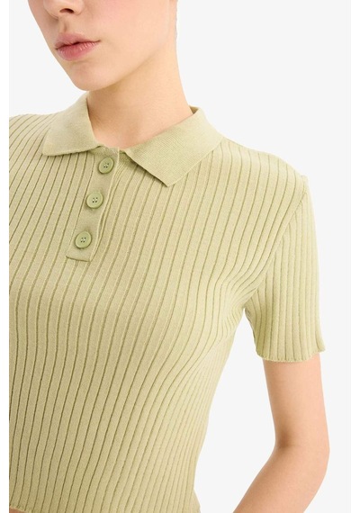 DeFacto Slim Fit Dar Kesim Polo Yaka Kısa Kollu Triko Tişört N9752AZ24SPGN744